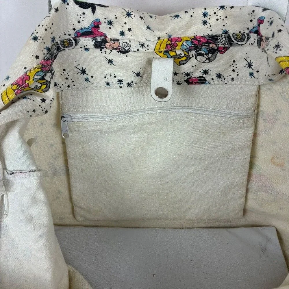 Vintage Disney Mickey Minnie Mouse 100% Cotton Canvas Tote Bag Made Taiwan